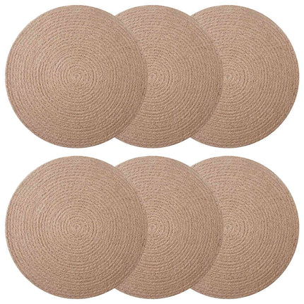Jute Placemats 6 pcs Naturlig Ø 30 cm 100% Tossa Jute