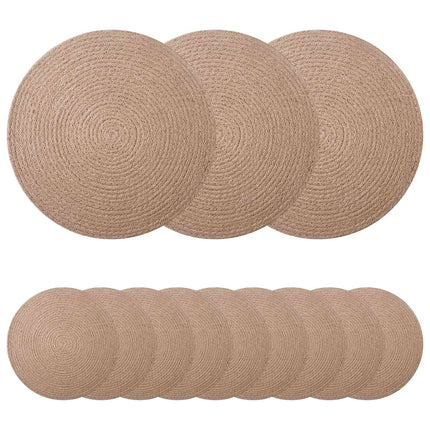 Jute Placemats 12 pcs Naturlig Ø 30 cm 100% Tossa Jute