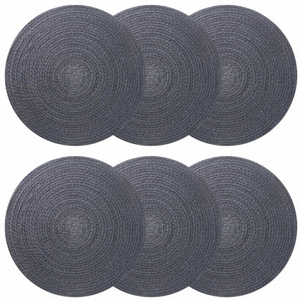 Jute Placemats 6 pcs Mörkgrå Ø 30 cm 100% Tossa Jute
