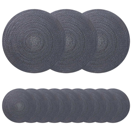 Jute Placemats 12 pcs Mörkgrå Ø 30 cm 100% Tossa Jute