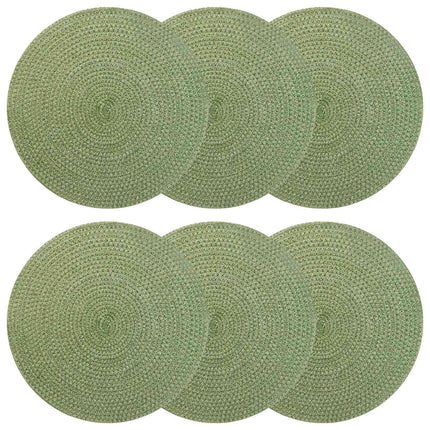 Jute Placemats 6 pcs Olivgrön Ø 30 cm 100% Tossa Jute