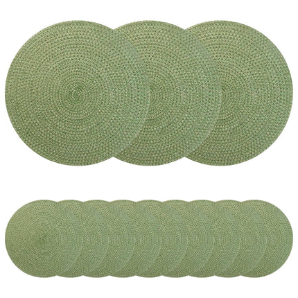 Jute Placemats 12 pcs Olivgrön Ø 30 cm 100% Tossa Jute