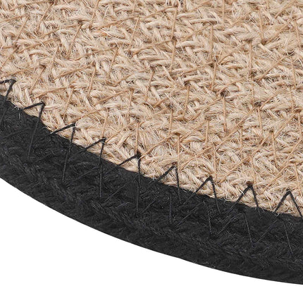 Jute Placemats 12 pcs Naturlig och svart Ø 30 cm