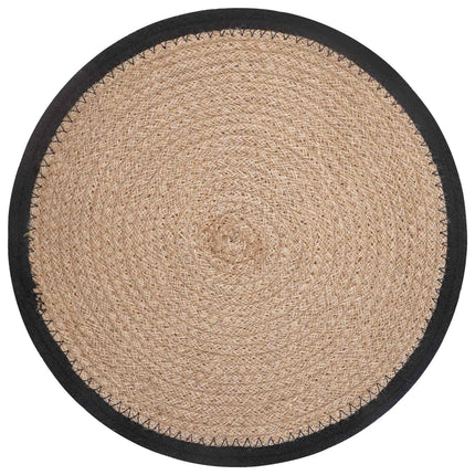 Jute Placemats 12 pcs Naturlig och svart Ø 30 cm