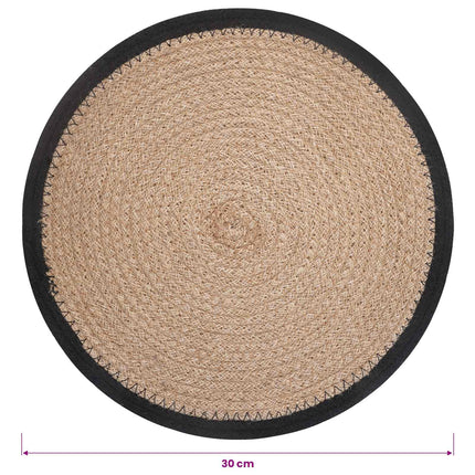 Jute Placemats 12 pcs Naturlig och svart Ø 30 cm