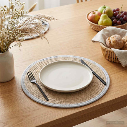 Jute Placemats 6 st Naturlig och vit 100% Tossa Jute