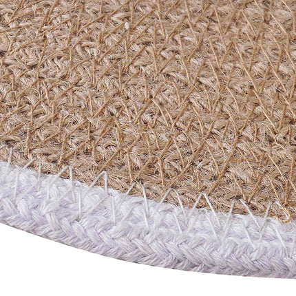 Jute Placemats 12 pcs Naturlig och vit Ø 30 cm 100% Tossa Jute