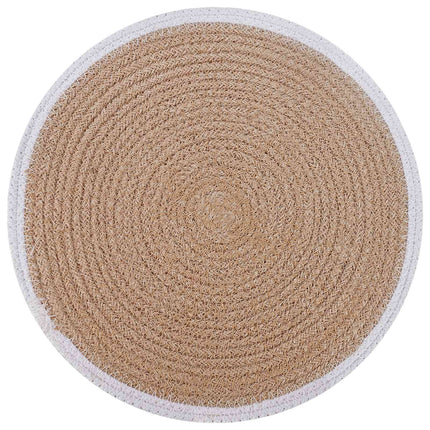 Jute Placemats 12 pcs Naturlig och vit Ø 30 cm 100% Tossa Jute