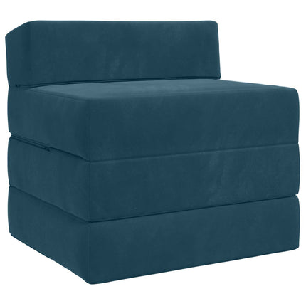 Fällbar Soffbed Blå 200 x 70 x 15 cm Sammet