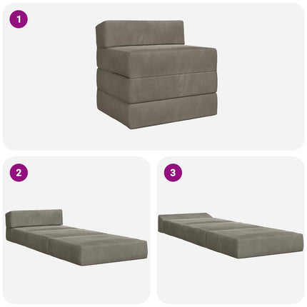 Fällbar Soffbed Ljusgrå 200 x 70 x 15 cm Sammet