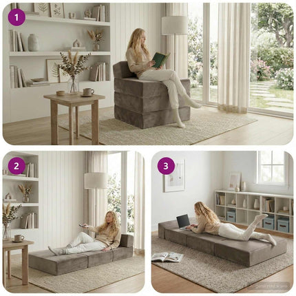 Fällbar Soffbed Ljusgrå 200 x 70 x 15 cm Sammet