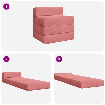 Fällbar Soffbed Rosa 200 x 70 x 15 cm Sammet
