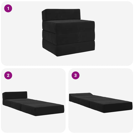 Fällbar Soffbed Svart 200 x 70 x 15 cm Sammet