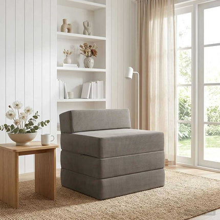 Fällbar Soffbed Ljusgrå 200 x 70 x 15 cm Kordread tyg