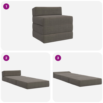 Fällbar Soffbed Ljusgrå 200 x 70 x 15 cm Kordread tyg