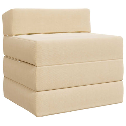 Fällbar Soffbed Gräddvit 200 x 70 x 15 cm Kordread tyg