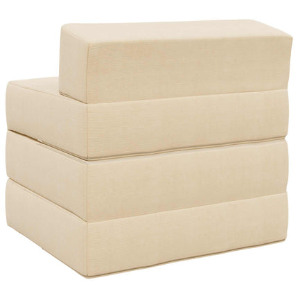 Fällbar Soffbed Gräddvit 200 x 70 x 15 cm Kordread tyg