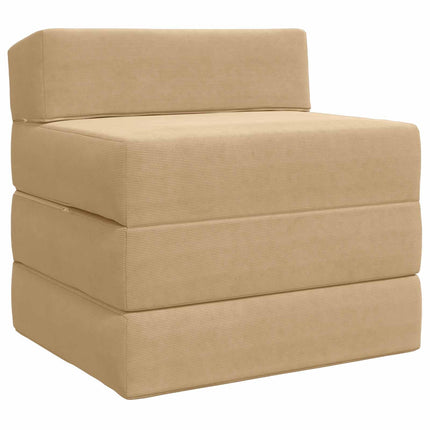 Fällbar Soffbed Ljust gröngrå 200 x 70 x 15 cm Kordread tyg
