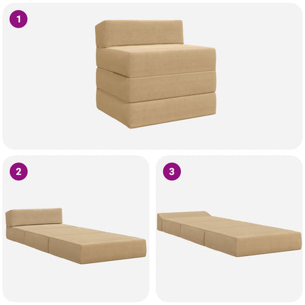 Fällbar Soffbed Ljust gröngrå 200 x 70 x 15 cm Kordread tyg