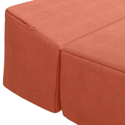 Fällbar Soffbed Röd orange 200 x 70 x 15 cm Kordread tyg