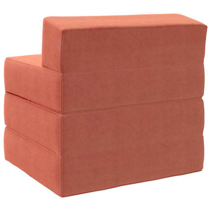 Fällbar Soffbed Röd orange 200 x 70 x 15 cm Kordread tyg