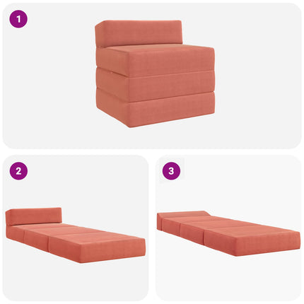 Fällbar Soffbed Röd orange 200 x 70 x 15 cm Kordread tyg