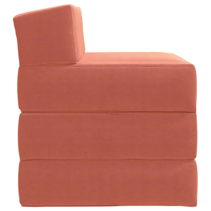 Fällbar Soffbed Röd orange 200 x 70 x 15 cm Kordread tyg