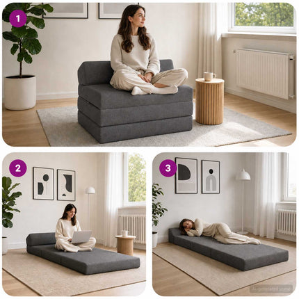 Fällbar Soffbed Ljusgrå 70 x 60 x 49 cm Tyg