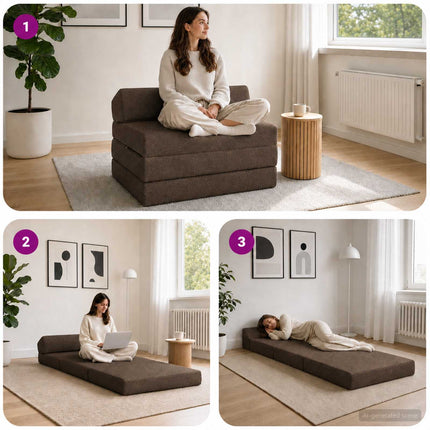 Fällbar Soffbed Taupe 200 x 70 x 10 cm Tyg