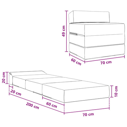 Fällbar Soffbed Blå 200 x 70 x 10 cm Tyg
