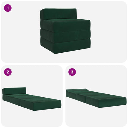 Fällbar Soffbed Mörkgrön 200 x 70 x 10 cm Sammet