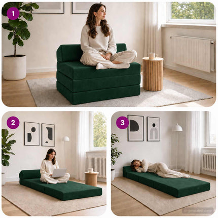 Fällbar Soffbed Mörkgrön 200 x 70 x 10 cm Sammet