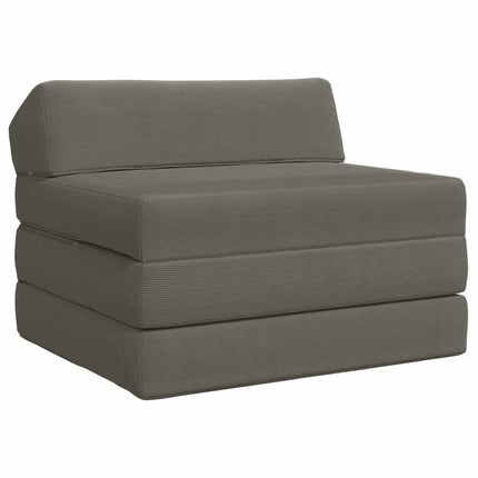 Fällbar Soffbed Ljusgrå 200 x 70 x 10 cm Kordread tyg