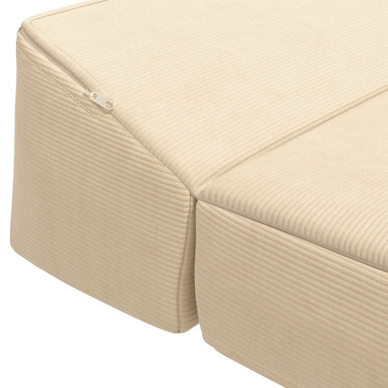 Fällbar Soffbed Gräddvit 200 x 70 x 10 cm Kordread tyg