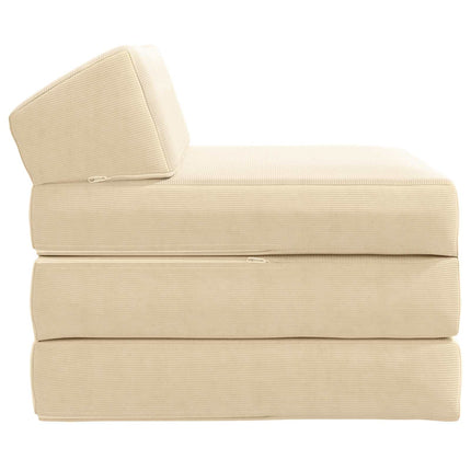 Fällbar Soffbed Gräddvit 200 x 70 x 10 cm Kordread tyg