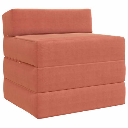 Fällbar Soffbed Röd orange 200 x 70 x 10 cm Kordread tyg