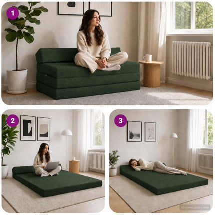 Fällbar Soffbed Mörkgrön 120 x 60 x 49 cm Tyg