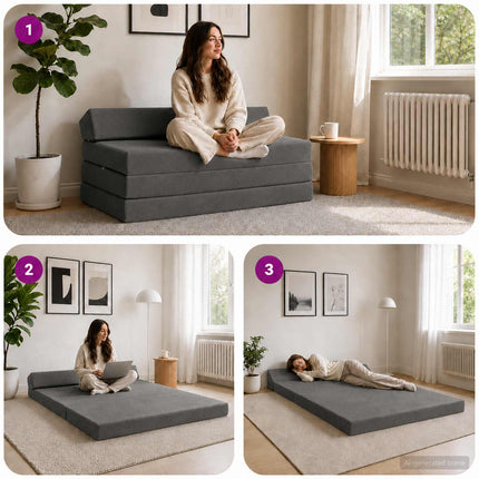 Fällbar Soffbed Mörkgrå 120 x 60 x 49 cm Tyg