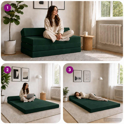 Fällbar Soffbed Mörkgrön 120 x 60 x 49 cm Tyg