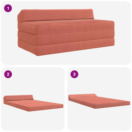 Fällbar Soffbed Röd orange 120 x 60 x 49 cm Tyg