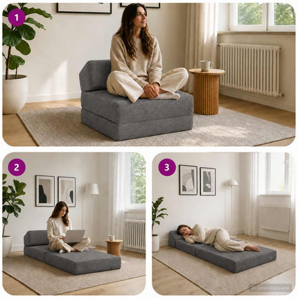 Fällbar Soffbed Ljusgrå 60 x 70 x 41 cm Tyg