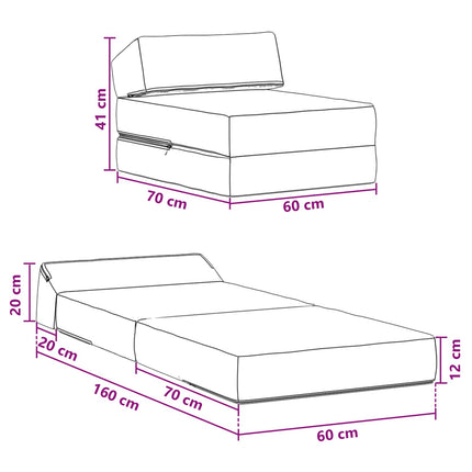 Fällbar Soffbed Taupe 60 x 70 x 41 cm Tyg