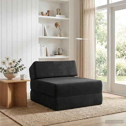 Fällbar Soffbed Svart 60 x 70 x 41 cm Tyg