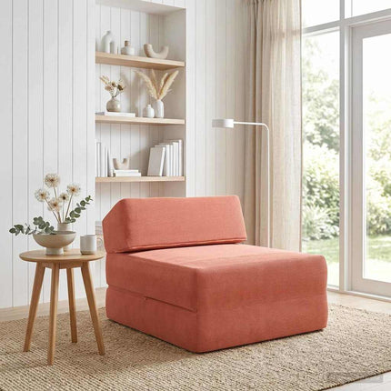 Fällbar Soffbed Röd orange 60 x 70 x 41 cm Tyg
