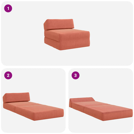 Fällbar Soffbed Röd orange 60 x 70 x 41 cm Tyg