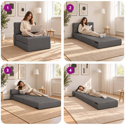 Fällbar Soffbed Ljusgrå 70 x 72 x 60 cm Tyg