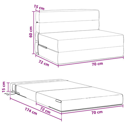 Fällbar Soffbed Blå 70 x 72 x 60 cm Tyg