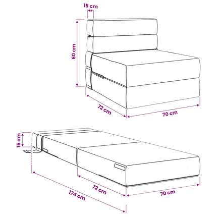 Fällbar Soffbed Ljusgrå 70 x 72 x 60 cm Tyg