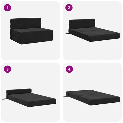 Fällbar Soffbed Svart 70 x 72 x 60 cm Tyg