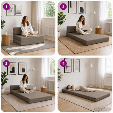 Fällbar Soffbed Ljusgrå 70 x 72 x 60 cm Tyg
